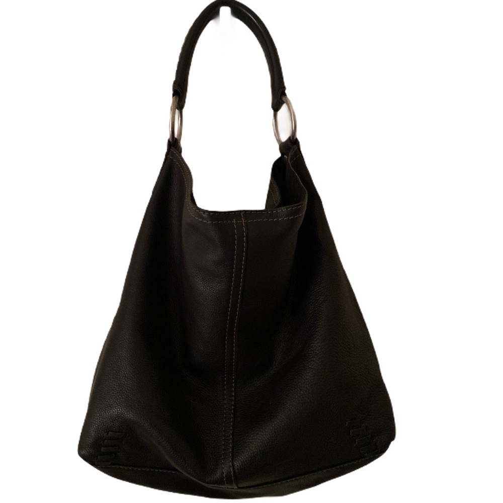 Lucky Brand Whipstitch Black Leather Hobo bag